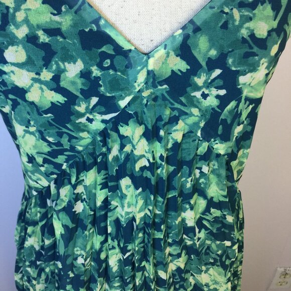 Chelsea 28 Pleated Midi Sundress Size XS Woman's Green Teal Becca Floral V-neck - Picture 13 of 16